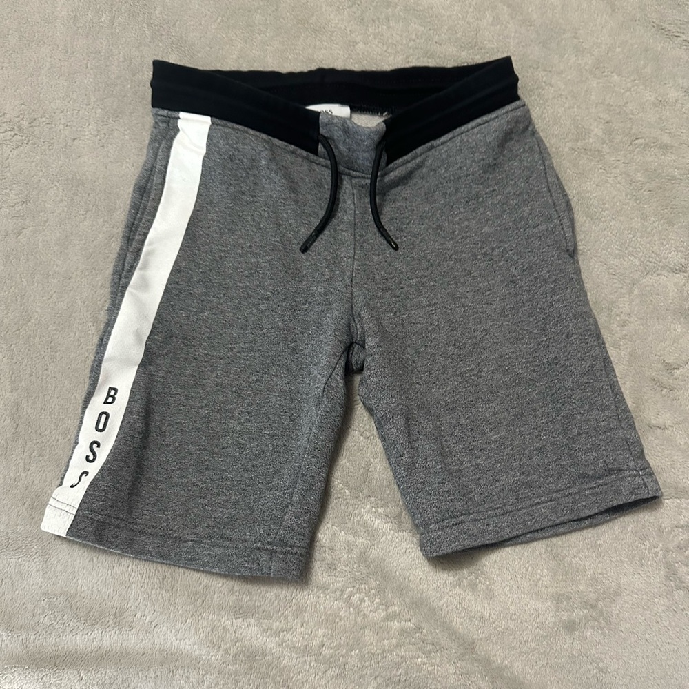 BOSS Kids Gray Shorts with Black and White Accents